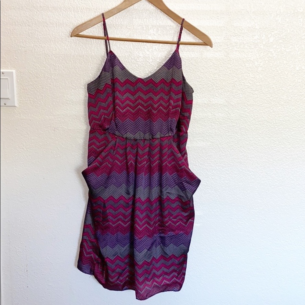 Collective Concepts Chevron Purple Pink & Grey Tank Dress